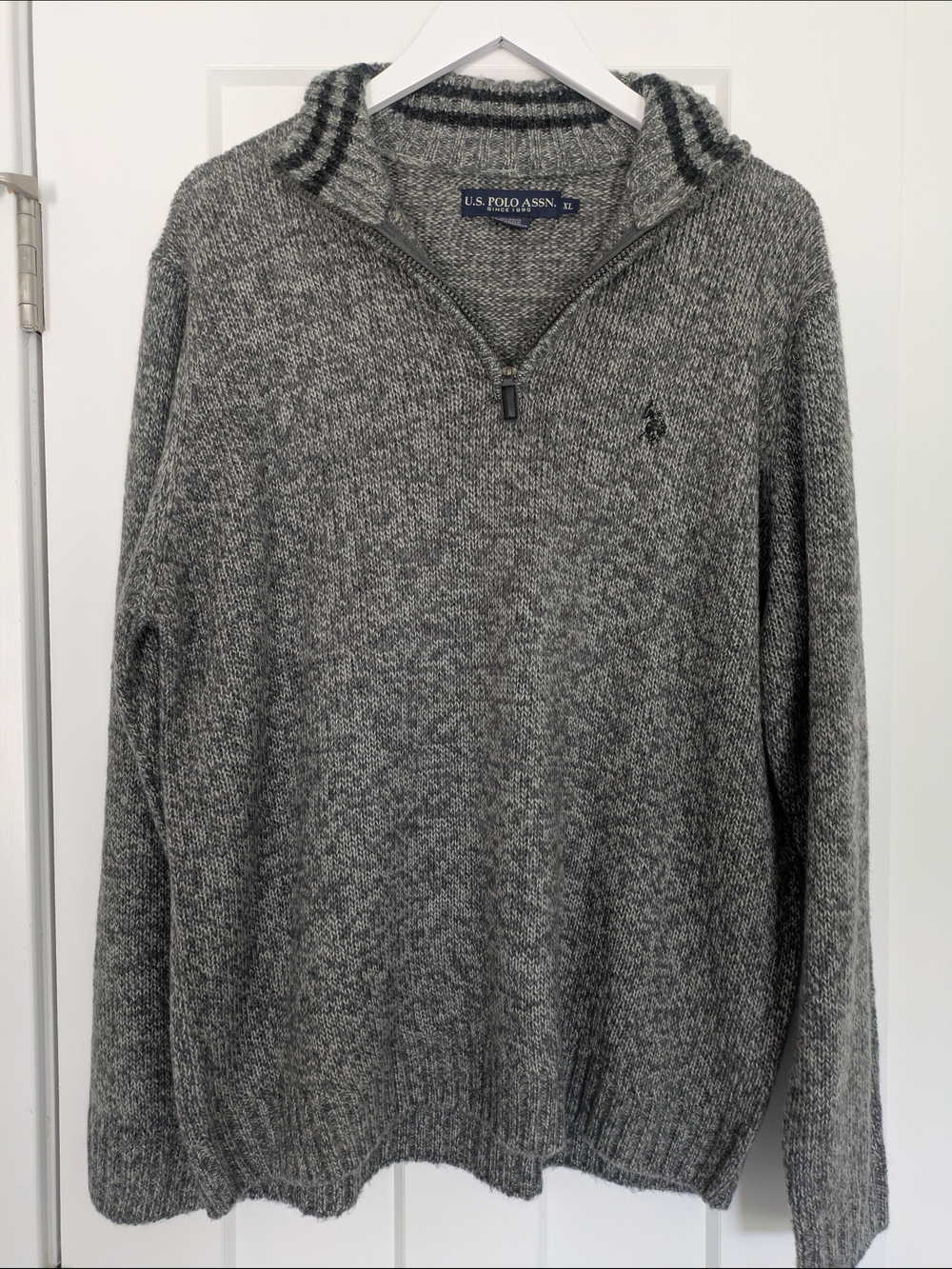 U.S. Polo Assn. Men's Gray Marled Quarter-Zip Sweater